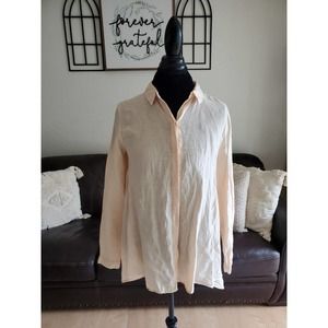 Eileen Fischer Women's 100% Linen Pink Long Sleeve Blouse Size XS